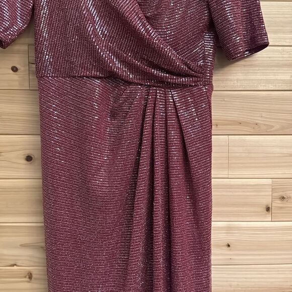 Adrianna Papell Size 6 Bethany Wrap Front Sequin Full Length Gown - Picture 5 of 14